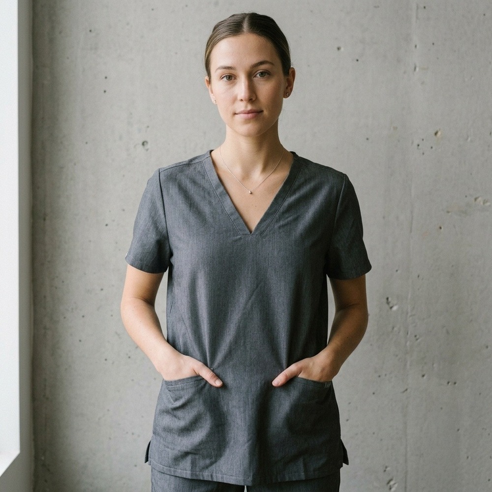 FIGS Womens Casma Top XL Gray V-Neck Technical Collection Scrub FW1100 Pockets